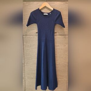 Sandro Deep Blue Long Sleeve Dress